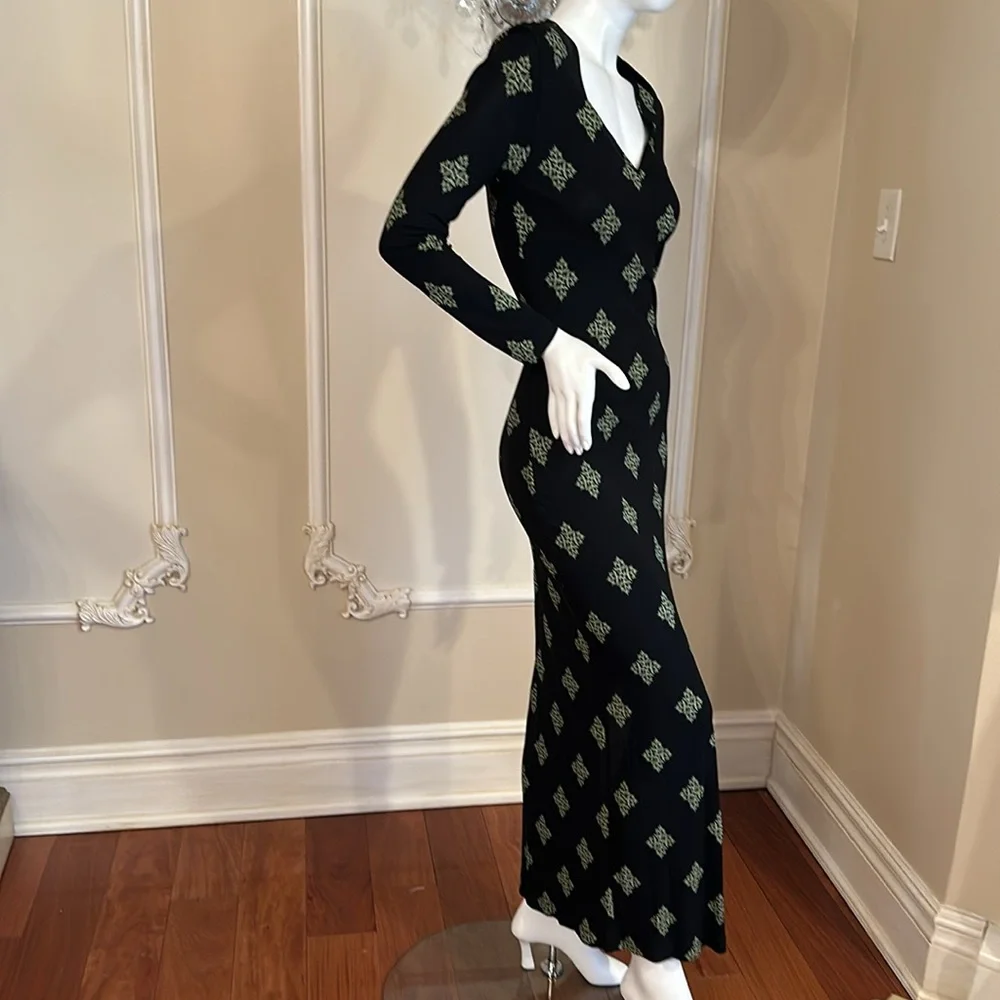 GIANNI VERSACE VERSUS Vintage Floor Long Viscose Black Dress size 28 42 - Picture 8 of 13